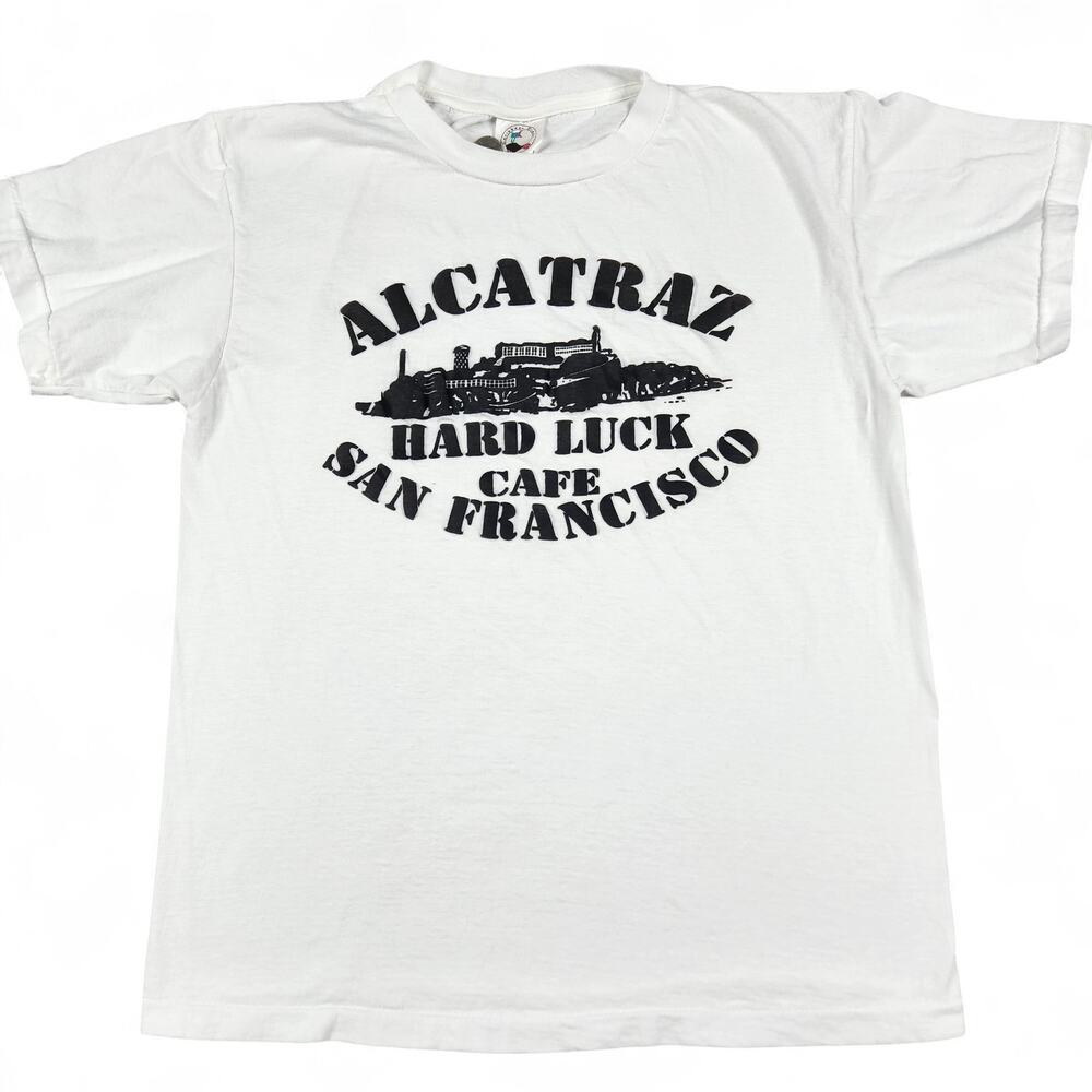 Vintage Alcatraz Shirt Adult Large Hard Luck Cafe San Francisco Puffy Paint